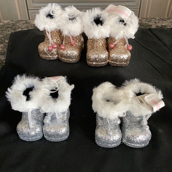 ASHLAND GLITTER BOOTS ORNAMENT SET OF 4 NWT - Picture 1 of 8